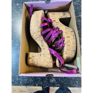 Pop Admission Chunky Platforms Shoes Size 8 M Metallic Pink Cork Heel